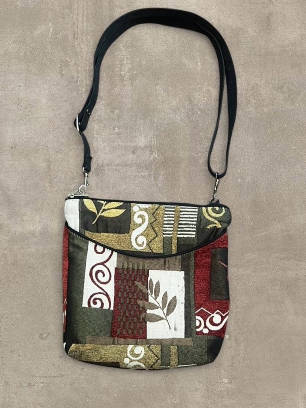 Patchwork Multi-Color Crossbody Bag with Adjustable Black Strap